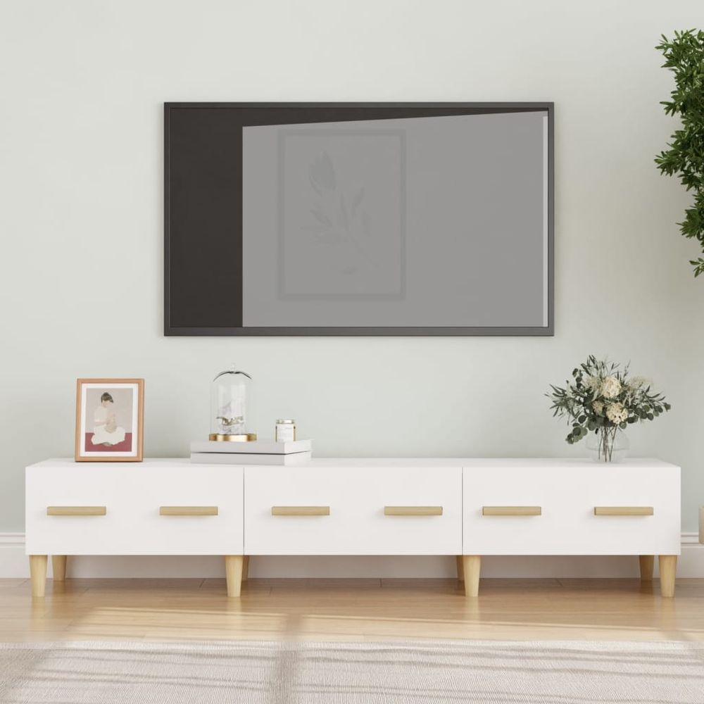 Vidaxl TV stolík biely 150x34,5x30 cm spracované drevo